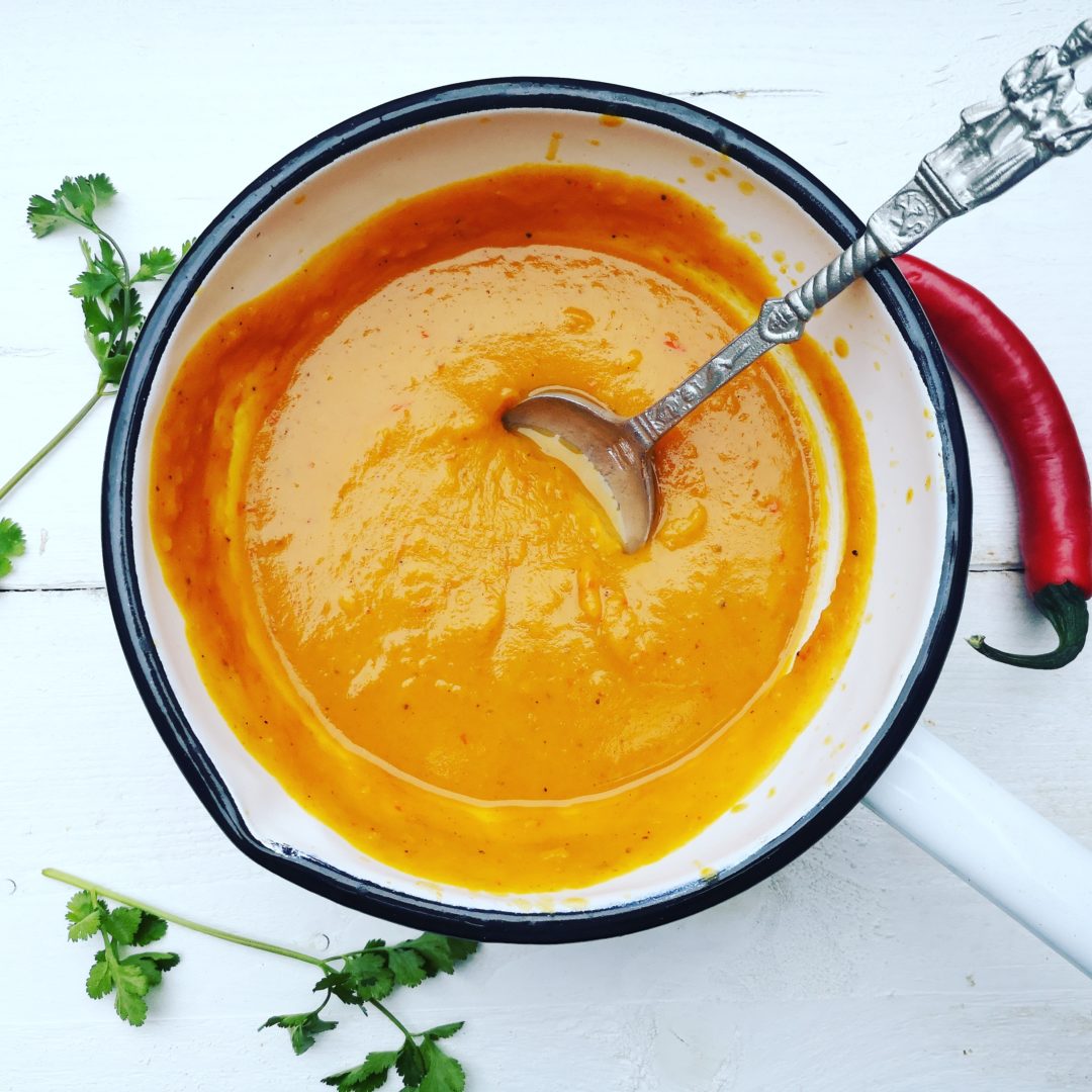 Zoete aardappel currysoep
